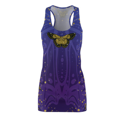 Gold Glitter Butterfly on Midnight Racerback Dress