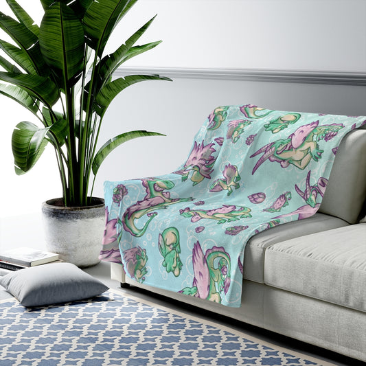 Lolipond Velveteen Plush Blanket Pastel Rainbow Bubbles