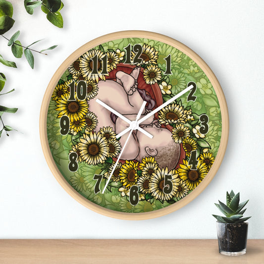 Cream Sunflower Fetus Precious Growing Life Wall Clock Great for Nursery Child Care Labor and Delivery Nurse Doctor Pediatrician
