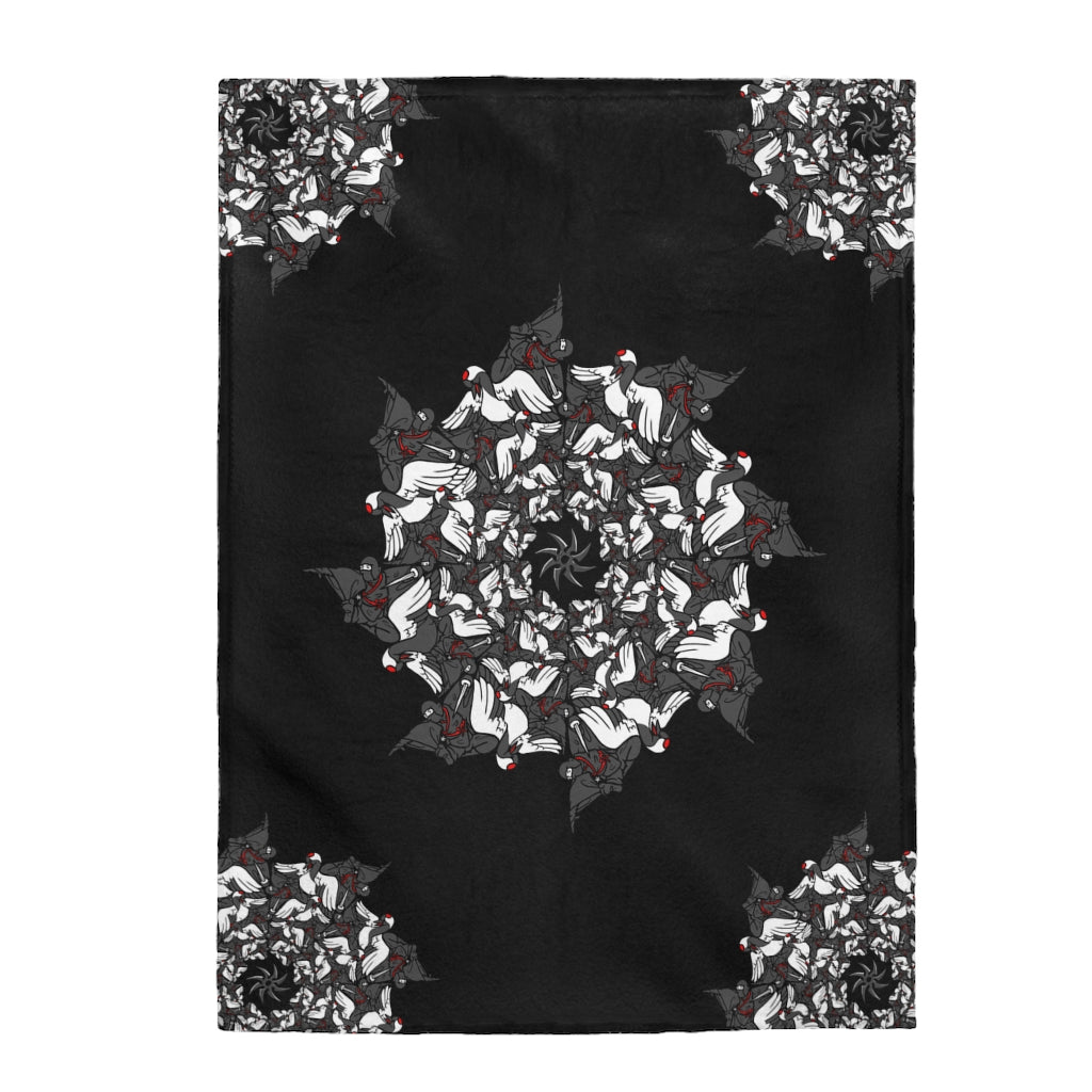 Ninja Crane Shuriken Tessellation Pattern Velveteen Plush Blanket