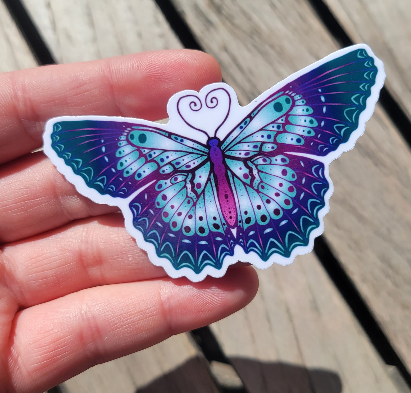 Midnight Monarch Purple Teal Butterfly Laminated Vinyl Decal Sticker
