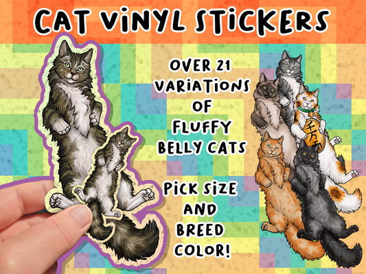 Fluffy Cat Belly Laminated Vinyl Decal Sticker