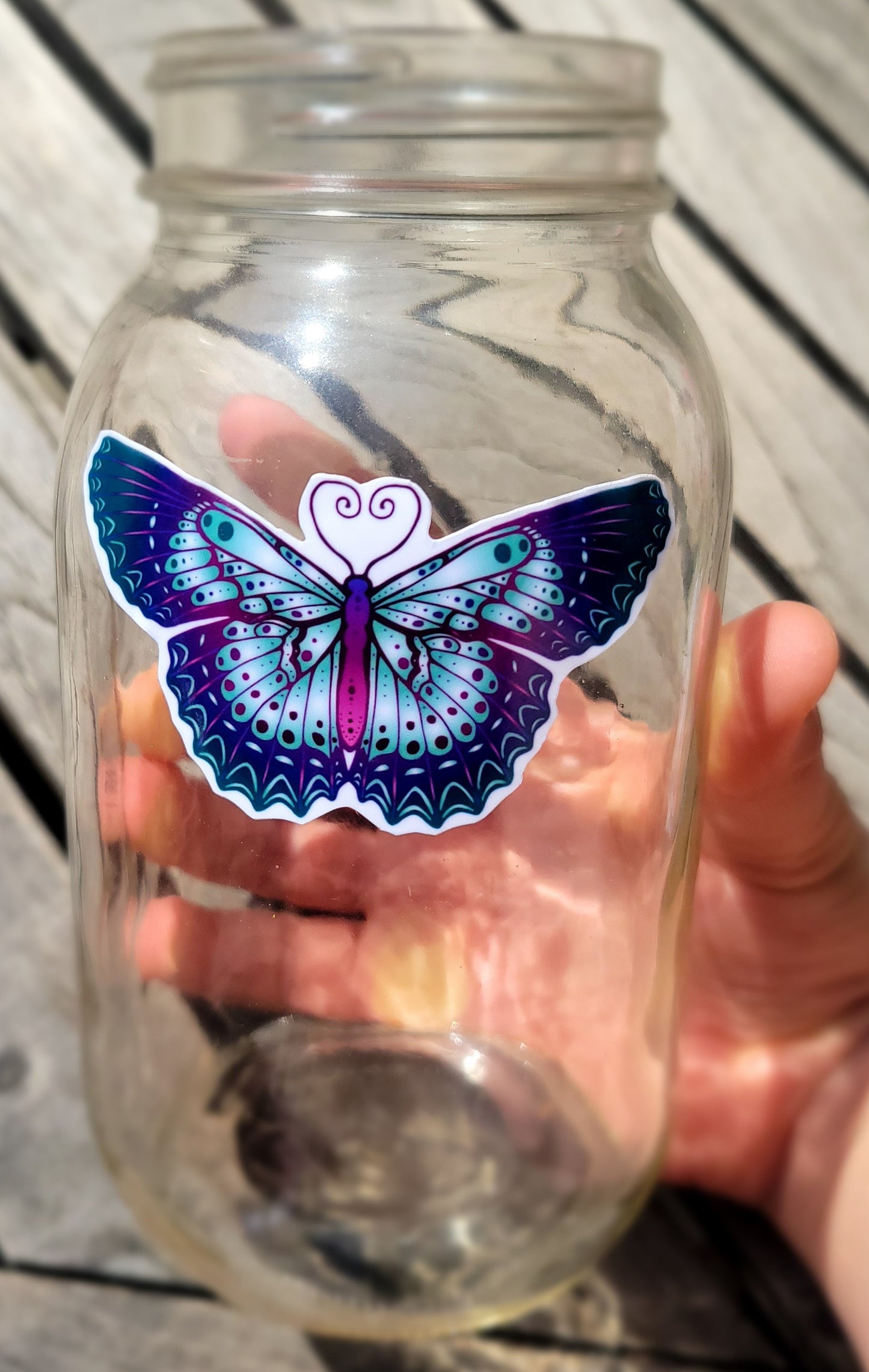 Midnight Monarch Purple Teal Butterfly Laminated Vinyl Decal Sticker