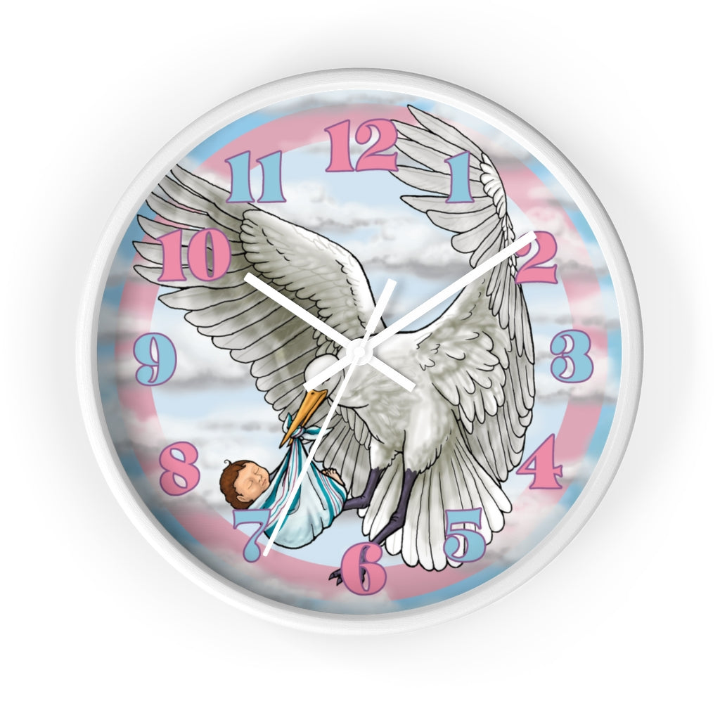 Special Delivery Newborn with Stork Hospital Blanket Baby Burrito Pink and Blue Wall Clock Great for Nursery Child Care Labor and Delivery Nurse Doctor Pediatrician