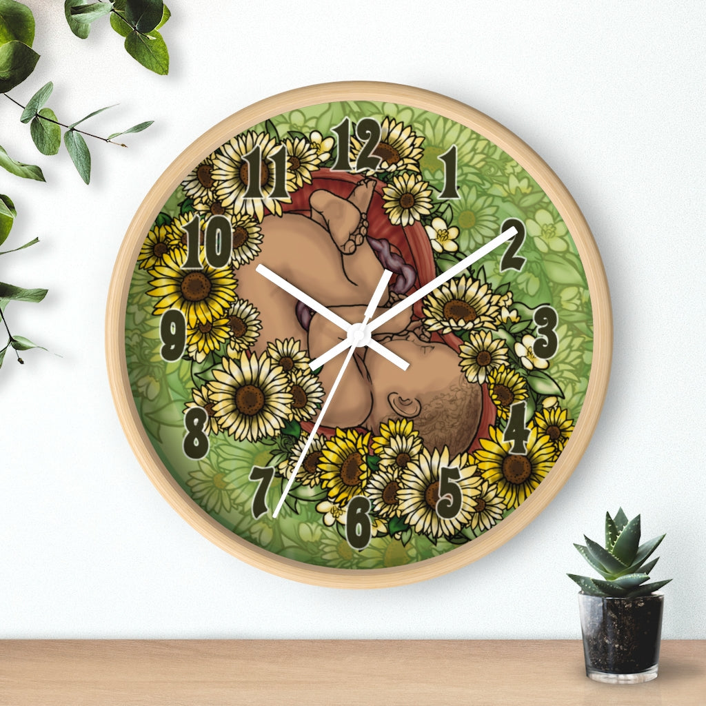 Caramel Sunflower Fetus Precious Growing Life Wall Clock Great for Nursery Child Care Labor and Delivery Nurse Doctor Pediatrician
