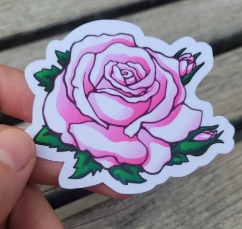 Pink Triple Rose Laminated Vinyl Decal Sticker